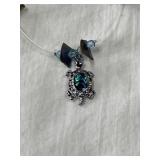 2 commercial necklaces blue beads and turtles