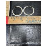 Pierced hoop earrings gold tone and faux pearls