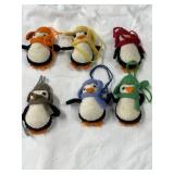 Vintage handmade penguin ornaments set of 6