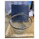 Vintage crystal bowl with silver plate rim