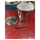 Stainless ice bucket and tongs