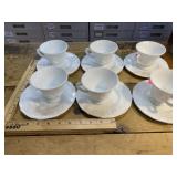Vintage milk glass tea hello cups, and saucers