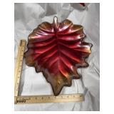 Large glass molded leaf platter