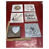 Mixed wall art 6 pieces canvas and wood