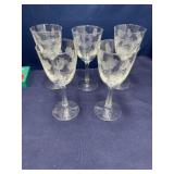 5 etched 7.5 inch crystal wine glasses beautiful