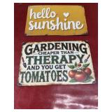2 metal signs gardening 8 x 11.5