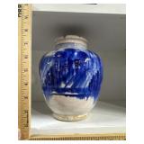 Vintage Flow blue pottery vase with glazing