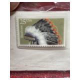 Lapel pin made from Vintage USA stamp Shoshone