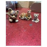 Tiger figurines resin and porcelain 2-3 inches