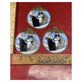3 metal wolf ornaments
