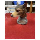 6-inch Resin wolf bust with inscription