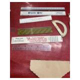 Vintage rulers, advertising, wood, metal,
