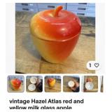 Vintage Hazel Atlas red and yellow glass milk