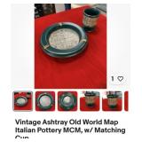 Vintage ashtray world globe with matching cup