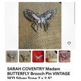 Vintage, Sarah Coventry Madame butterfly brooch