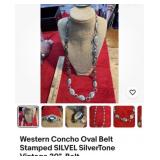Vintage western Concho oval belt stamped SILVEL