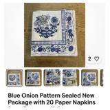 Vintage blue onion napkins NOS