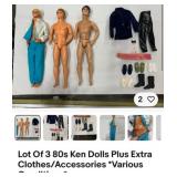 Vintage lot of 1980s Ken dolls plus extra c