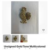 Vintage rhinestone rooster brooch, PIN