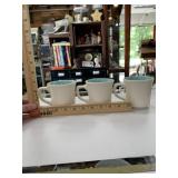 Lot of 3 Taylor Mugs, white and teal, vintage