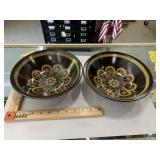 Set of 2 Mikasa Majorca bowls, black with olive