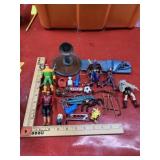 Bag lot of toys, action figures, various states,