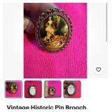 Vintage porcelain brooch