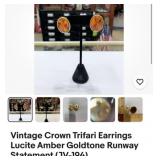 Vintage tortoise shell earrings gold TONE