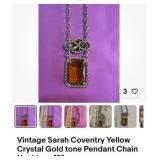 Vintage gold tone, Amber rhinestone Sarah coventry
