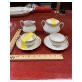 Limoges Lot of 2 Teacups with Saucers, creamer,