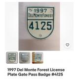 Del Monte Forest license plate pass.
