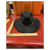 Beaver Hats Black hat with feather belt strip,