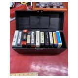 Lot of vintage 8-tracks in carry case, untested