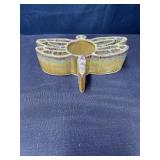 BAY Pottery dragonfly candle holder glazed