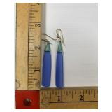 Pair of long blue sea glass earrings