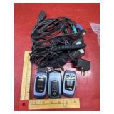 Vintage Samsung flip phones with cords