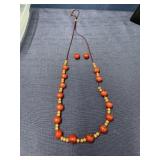30 inch wood apple beads necklace and matching