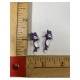 Pair of cute Purple Fox stud earrings with dangle