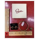 Vintage Gantos Goldtone heart stud earrings and