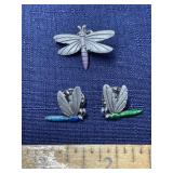 3 Spoontiques dragonfly lapel pins