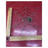 Wire spider web with glass beads spider wall