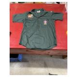 Boy Scouts Explorers shirt with patches affixed