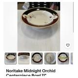 Vintage Noritake midnight orchid, centerpiece