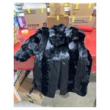 Dyed Rabbit Fur Coat, black, made in china Medium