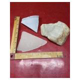 BIG sea glass, pottery shard, stone basin
