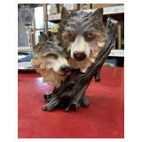 9 inch resin wolf mates shelf sitter