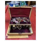 Vintage Jewelry box with lot of jewelry,