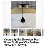 Vintage Sphinx simulated pearl flower scalloped