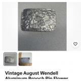 Vintage August Wendell aluminum brooch pin