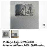 Vintage August Wendell aluminum brooch pin